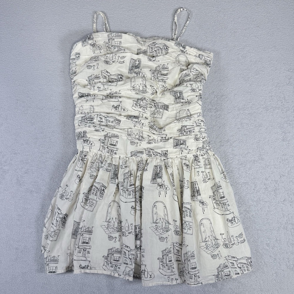 Abercrombie & Fitch Line-Blend Wide Strap Mini Dress Cafe Print Women's Size MP